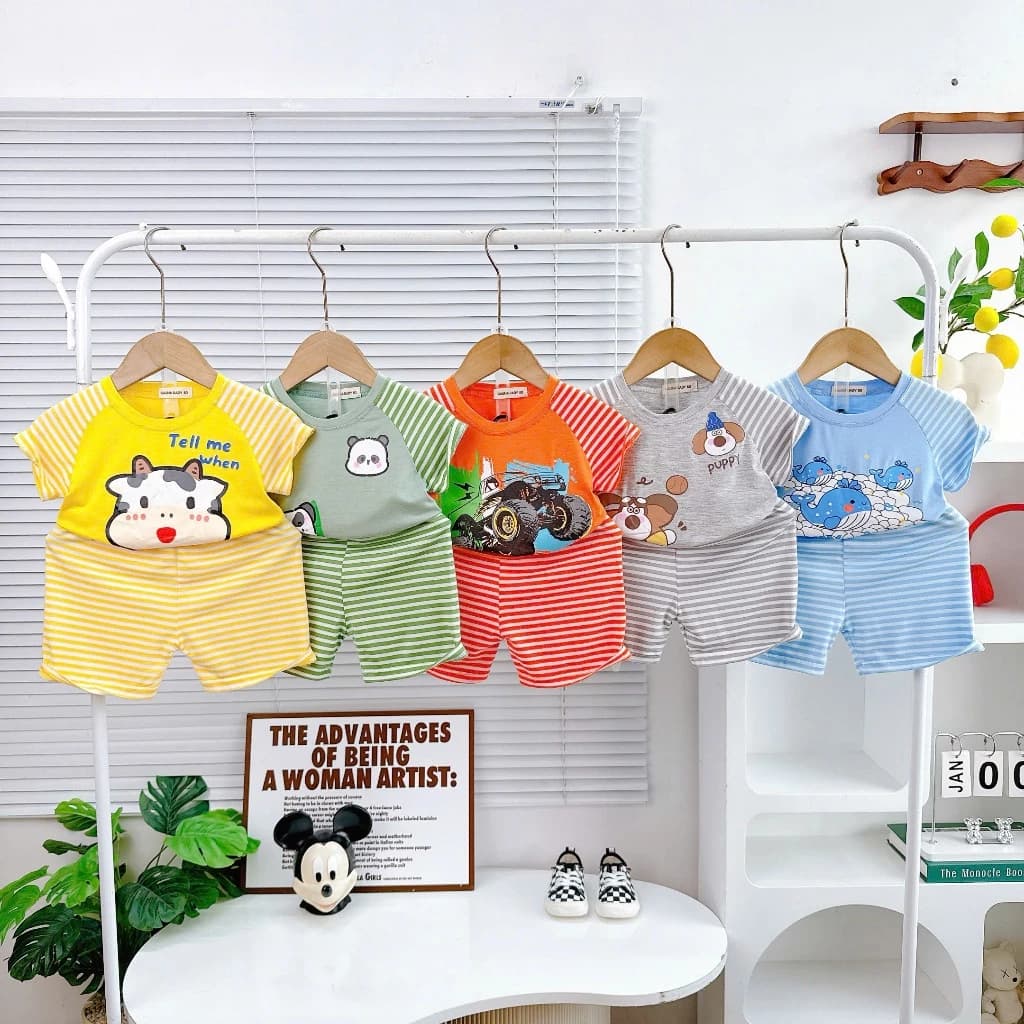 ĐỒ BỘ CỘC TAY CHO BÉ - BỘ CỘC TAY RAPLAN IN HỌA TIẾT CUTE , CHẤT LIỆU THUN LẠNH