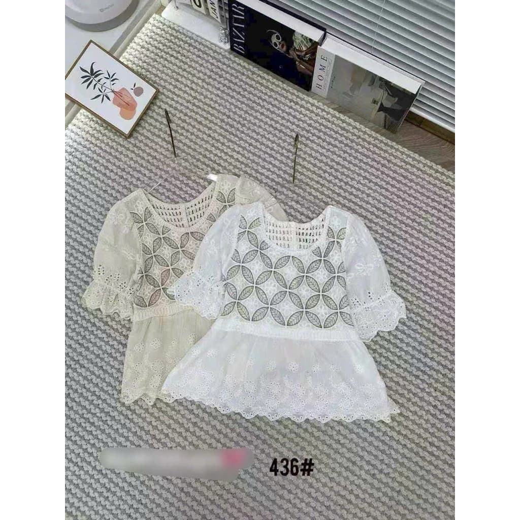 🌸 ÁO BLOUSE PEPLUM REN THÊU HOA LÁ – TIỂU THƯ LÃNG MẠN VÀ SANG XỊN MỊN 🌸