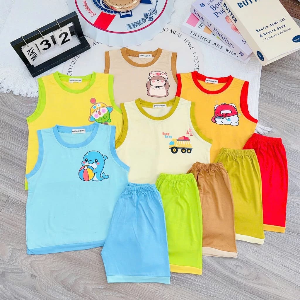 ĐỒ BỘ 3 LỖ MÙA HÈ CHO BÉ CỦA GAUNA BABY ,FROM DÁNG CHUẨN CHẤT THUN LẠNH THOÁNG MÁT