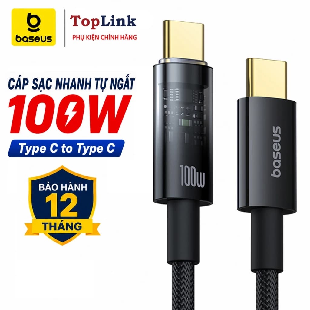 Dây Cáp Sạc Nhanh 100W BASEUS Type C to Type C Truyền Dữ Liệu Dùng Cho 15/15prm/16/16prm Máy Tính Laptop Tablet
