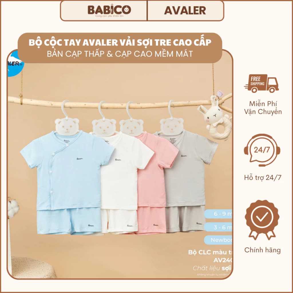 [Avaler Chính Hãng] Bộ Quần Áo Cộc Tay AVALER Màu  Vải Sợi Tre Cao Cấp Mềm Mại Và Thoáng Mát Cho Bé (Cạp Cao Cạp Thường)