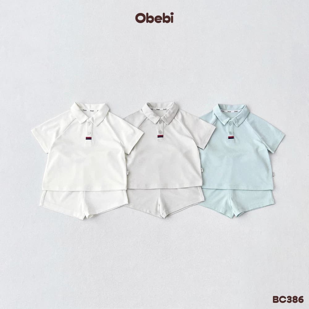 Bộ Cộc Polo Mùa Hè Obebi Vải Mềm Mát, Nhanh Khô Cho Bé Trai Bé Gái Từ 8 - 22kg BC386