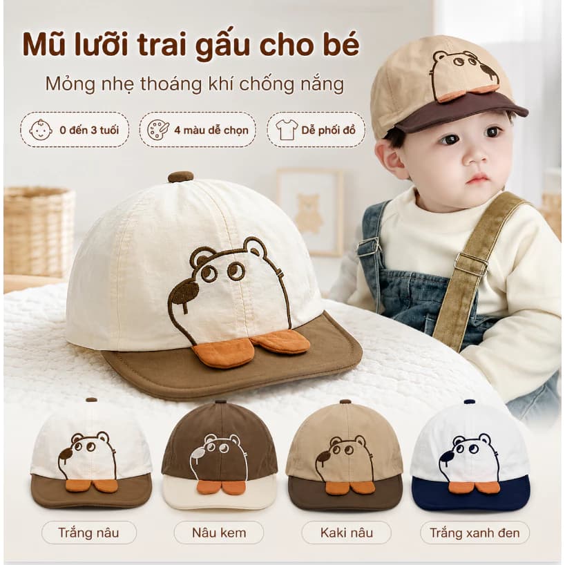 Nón Chống Nắng Cho Bé 0-3T Mỏng Nhẹ Thoáng Mát Mùa Hè Kiểu Dáng Dễ Thương Bảo Vệ Da Mặt Bé Khi Ra Ngoài