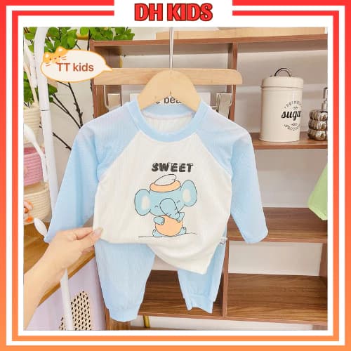 [D2] Bộ quần áo thu đông cho bé trai bé gái chất thun tăm lạnh in hình đáng yêu - DH KIDS
