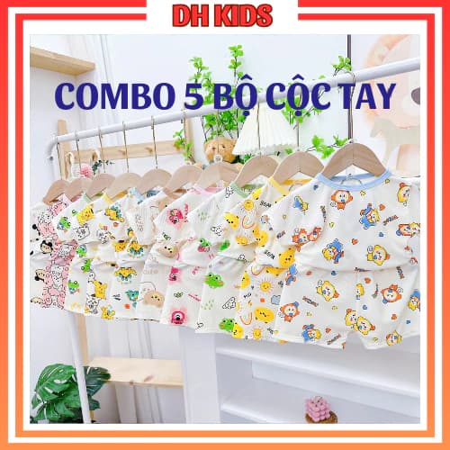 [ B01 ] Combo 5 Bộ quần áo cộc tay chất thun tăm mát lạnh  cho bé trai, bé gái - DH KIDS