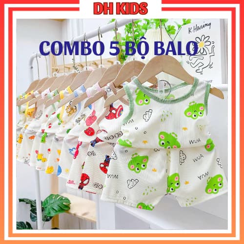 [B15] Combo 5 Bộ quần áo ba lỗ chất thun tăm lạnh mùa hè dành cho bé trai bé gái-DH KIDS