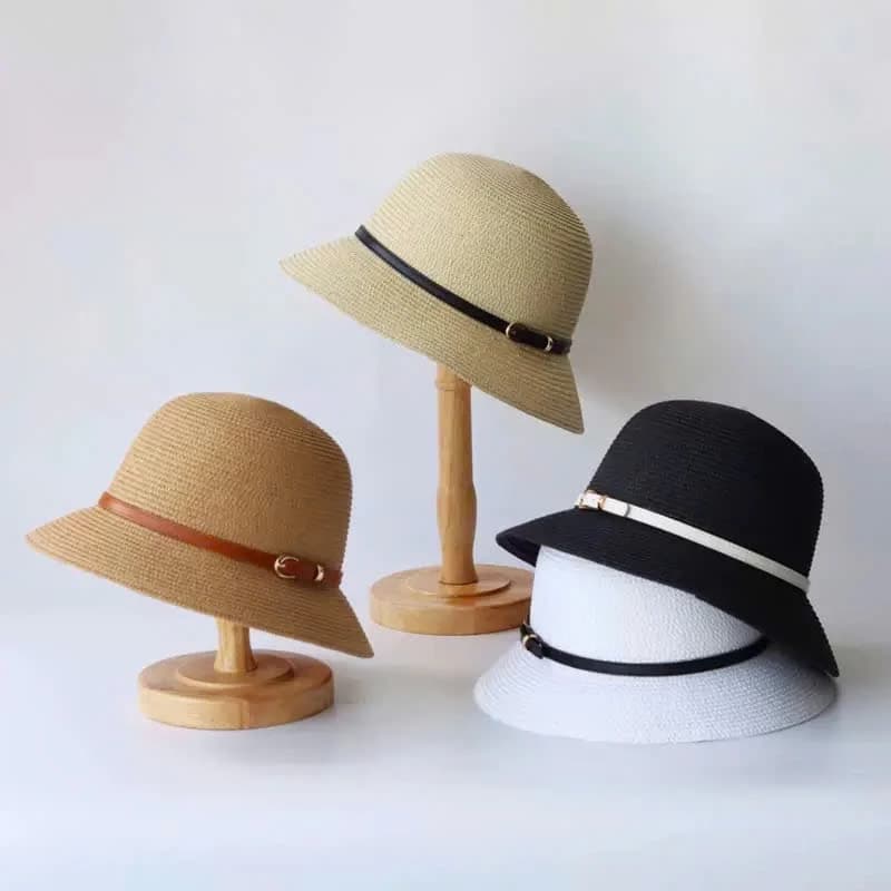 Mũ nón đầu tròn vành nhỏ đai thắt lưng da- bao chất đẹp - mẫu mới TINK