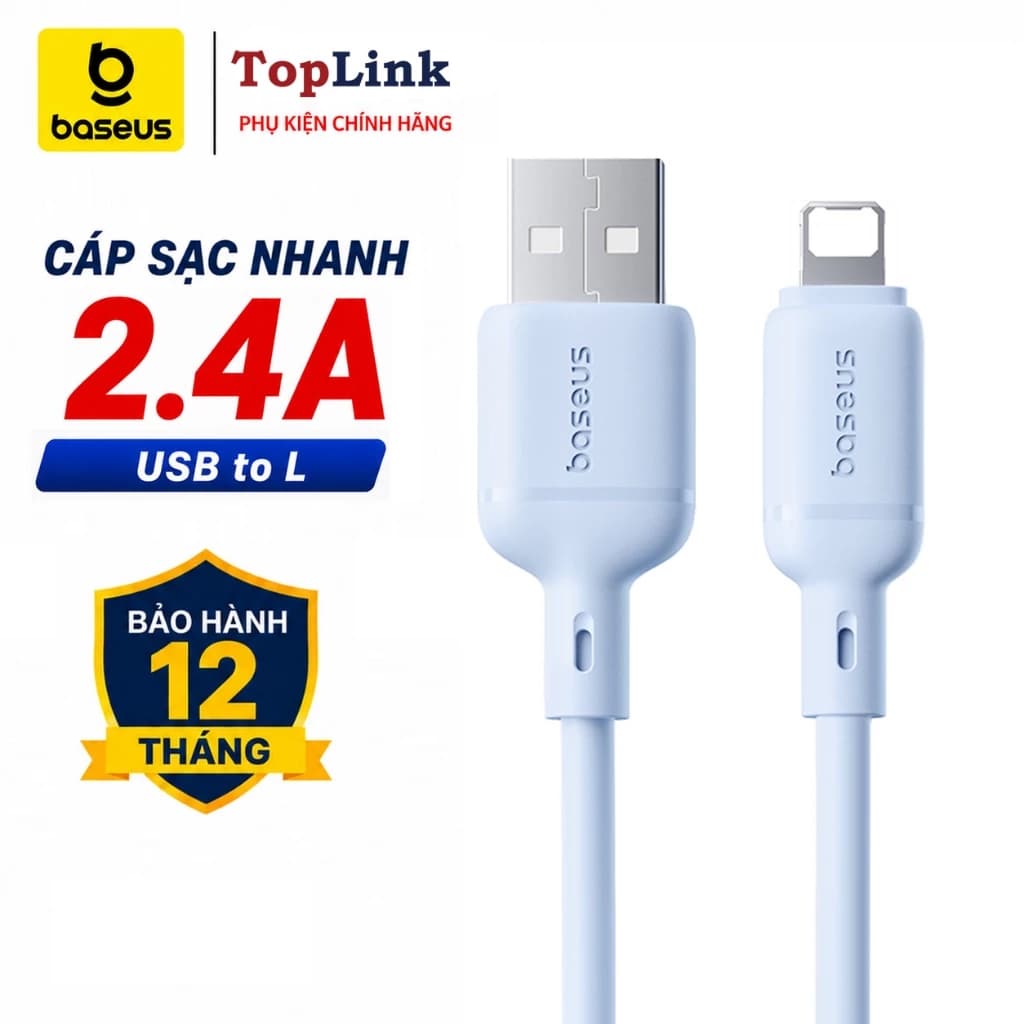 Cáp Sạc Nhanh 2.4a Cho IP Baseus Silky Kiểm Soát Nhiệt Độ Sạc Truyền Data 480Mbps Cáp Cao Su Chống Gãy Bền Bỉ Thời Trang