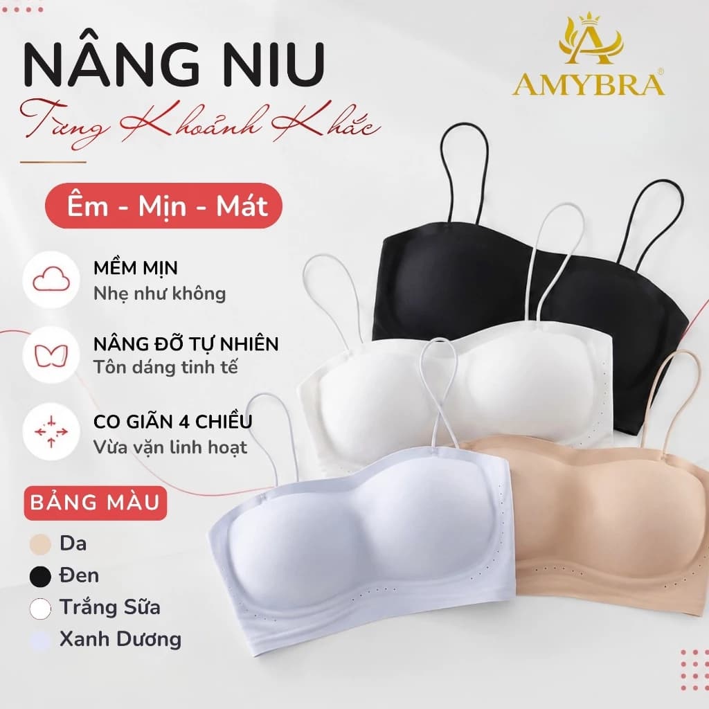 [ Deal Hời ] Áo Ngực Nữ Đúc Su Cúp Ngang Dây Mảnh, Áo Lót Mút 1cm Thoáng Khí Tàng Hình A2608