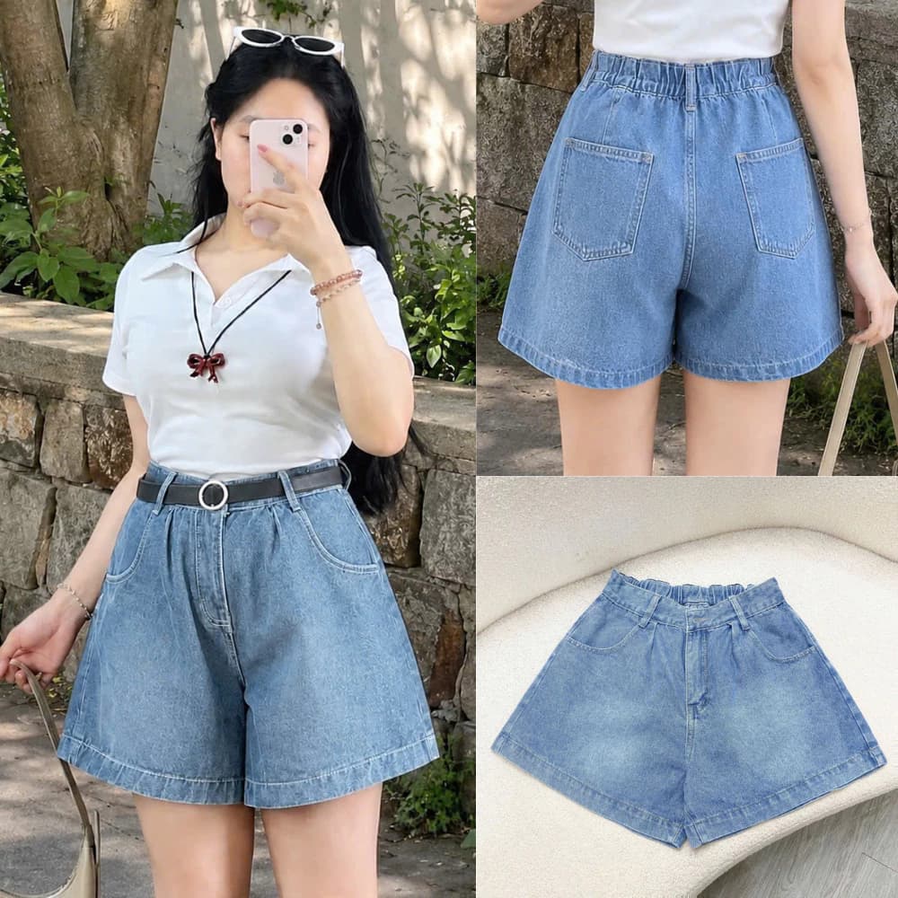 Quần Jean Ngố Đùi Bigsize Nữ 50-95kg Lưng Thun Ống Rộng Vải Mềm Có Chun Sau Giành Cho Nữ Chubby Q555