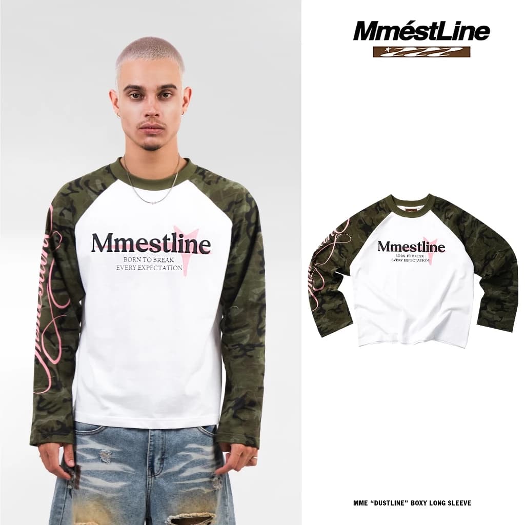 Áo Raglan Longsleeve MMESTLINE "DUSTLINE"  Form Boxy in lụa nổi chất vải Cotton Premium 2 chiều