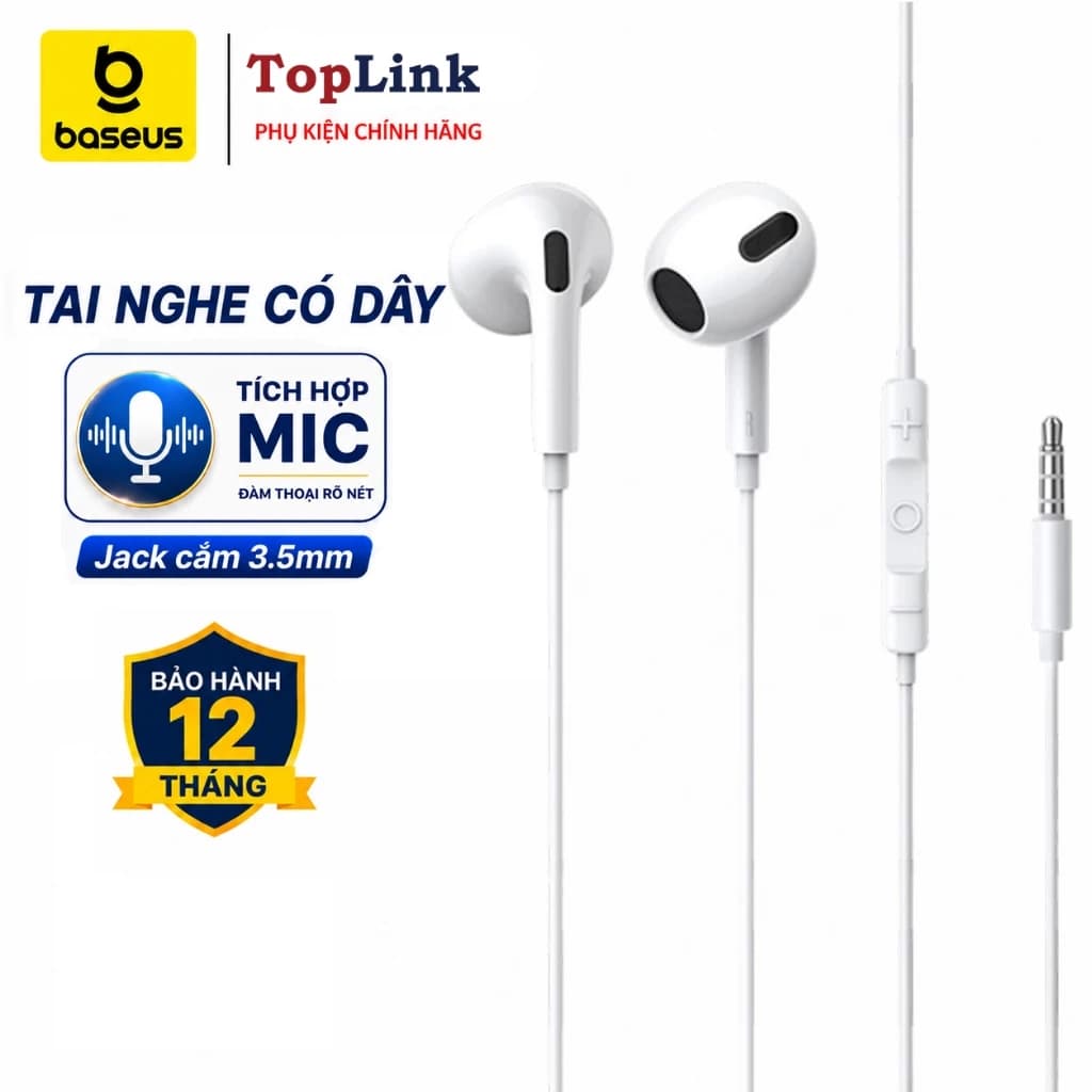 Tai Nghe Có Dây Có Mic Baseus Encok 3.5mm Lateral In-ear Wired Earphone H17 Cho Điện Thoại, Máy Tính