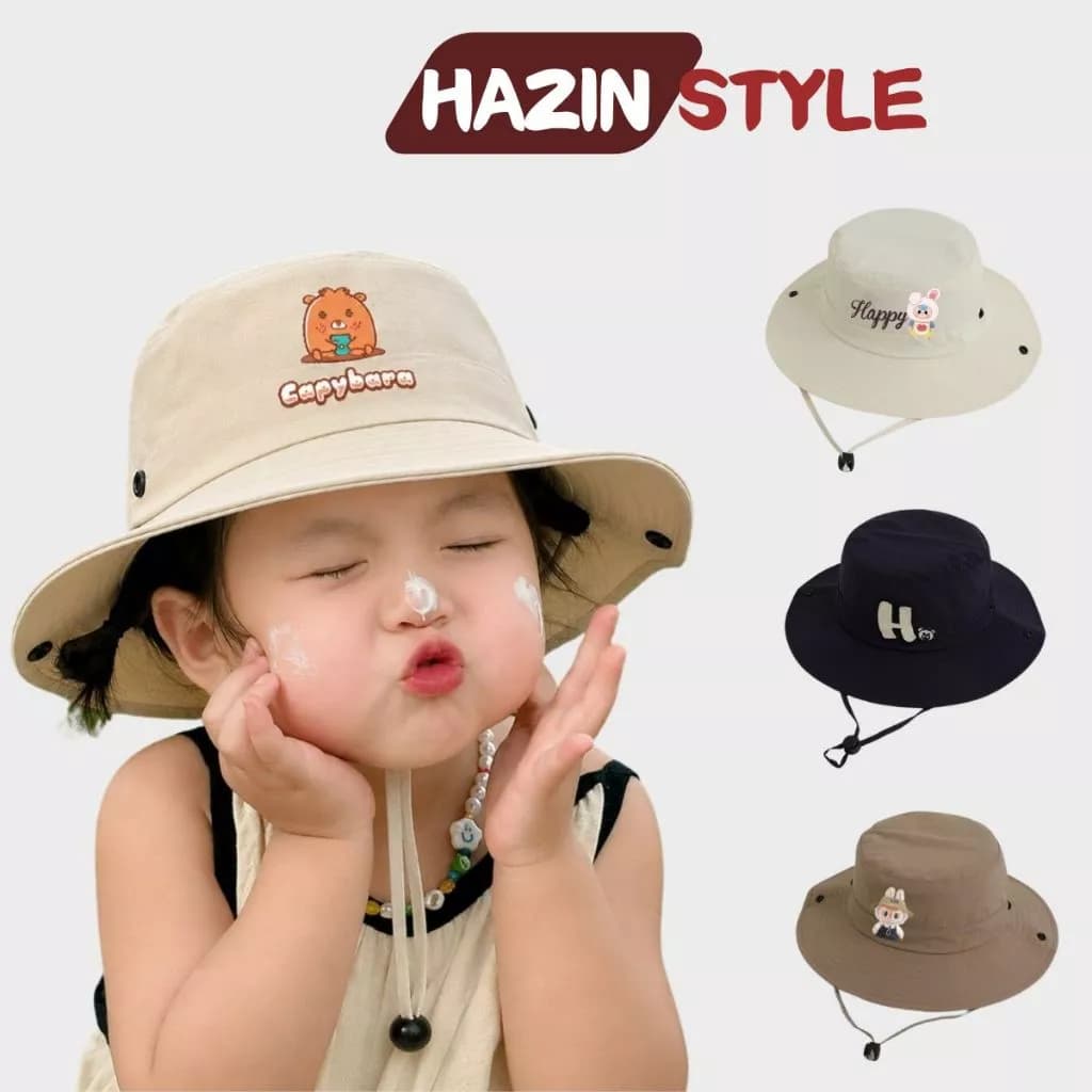 Mũ Tai Bèo Bé Trai Bé Gái Từ 3-8 Tuổi  | Mũ Cao Bồi Vành Rộng Cho Bé Có Dây Đeo Chống Nắng Đi Chơi Đi Biển