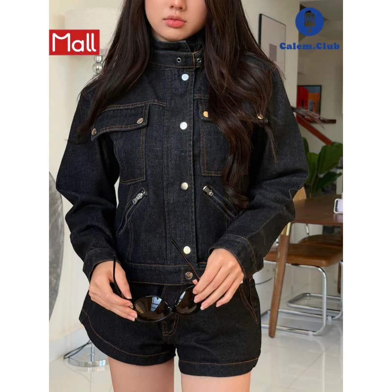 Calem.Club - Áo khoác jean Utility Fit Jacket– Elevated Ver form Fit nữ chất denim phong cách trẻ trung năng động