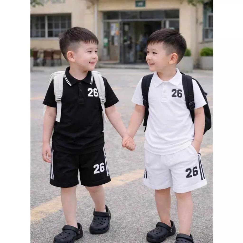 Sét Bộ Quần Áo Polo Thể Thao In Số 26 Mùa Hè Dành Cho Bé Trai , Bé Gái Size 9-42kg Chất Liệu Thoáng Mát (polo 26)