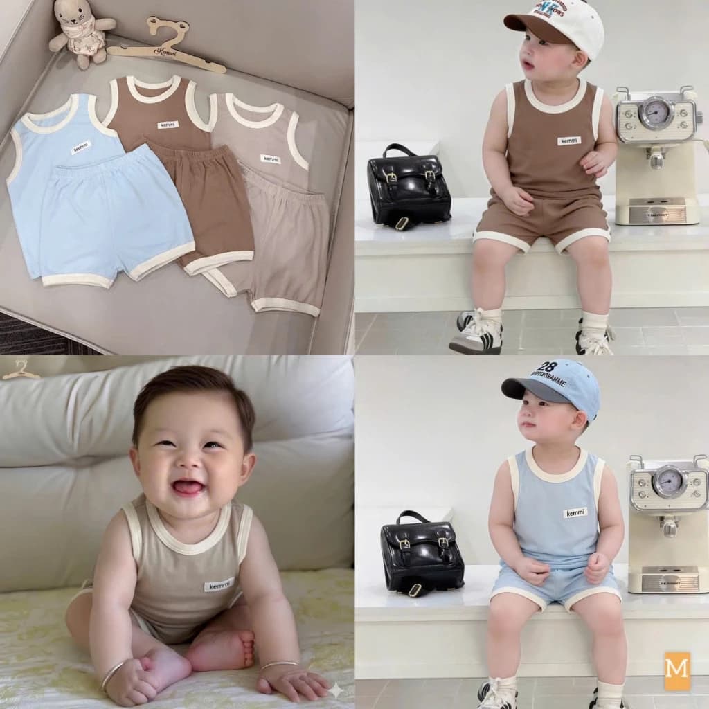 Bộ ba lỗ cho bé mát lạnh phong cách hàn quốc chất liệu cotton mềm mát thoáng khí size 0-5 tuổi