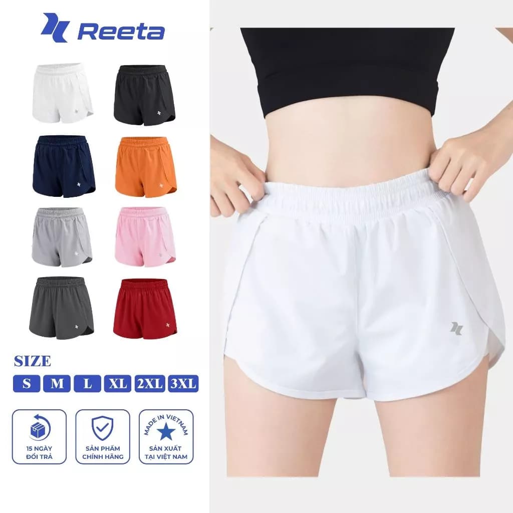 Quần Short Đùi Thể Thao 2 Lớp Nữ Reeta Co Giãn 4 Chiều Tập Gym - Yoga - Chạy bộ - Aerobic Nhiều Màu Có BigSize - A004