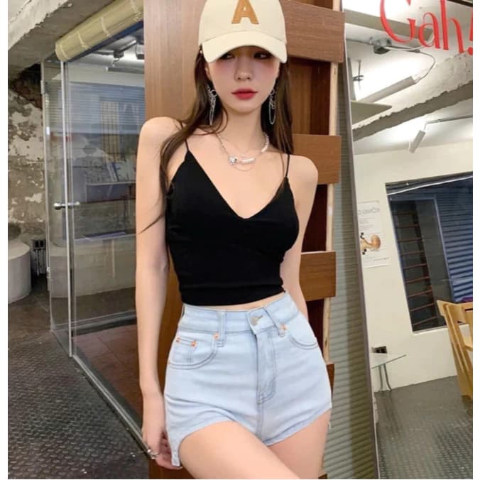 Quần Short Jean Nữ Cạp Cao Màu Xanh Băng Ôm Eo Tôn Dáng Hàn Quốc – SJD848