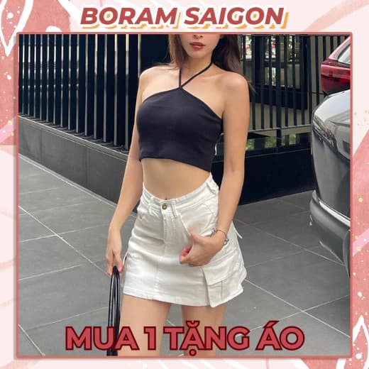 Chân váy túi hộp, chân váy kaki chữ A co giãn BORAM SG (có quần trong)