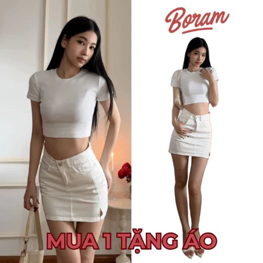 Chân Váy Kaki Ngắn Chữ A Xẻ Tà Tôn Dáng Chất Liệu Co Dãn Dày Dặn Siêu Hot BORAM SG (có quần trong)