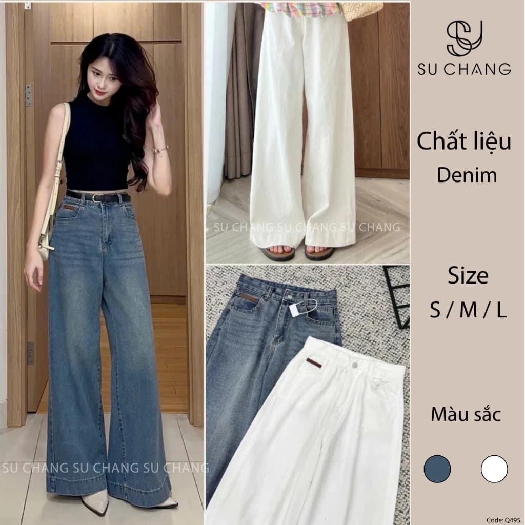 Quần Jean Nữ Ống Rộng Tag Da Su Chang Q495 Thời Trang Nữ