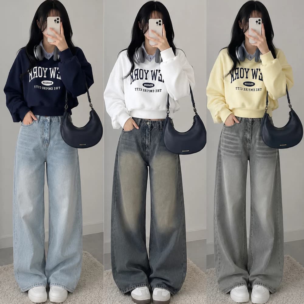 Quần Jeans Ống Suông Rộng Wash RETRO MIAA Cạp Cao Tôn Dáng, Quần Bò Dài Wash Ống Rộng Tôn Dáng Nam Nữ
