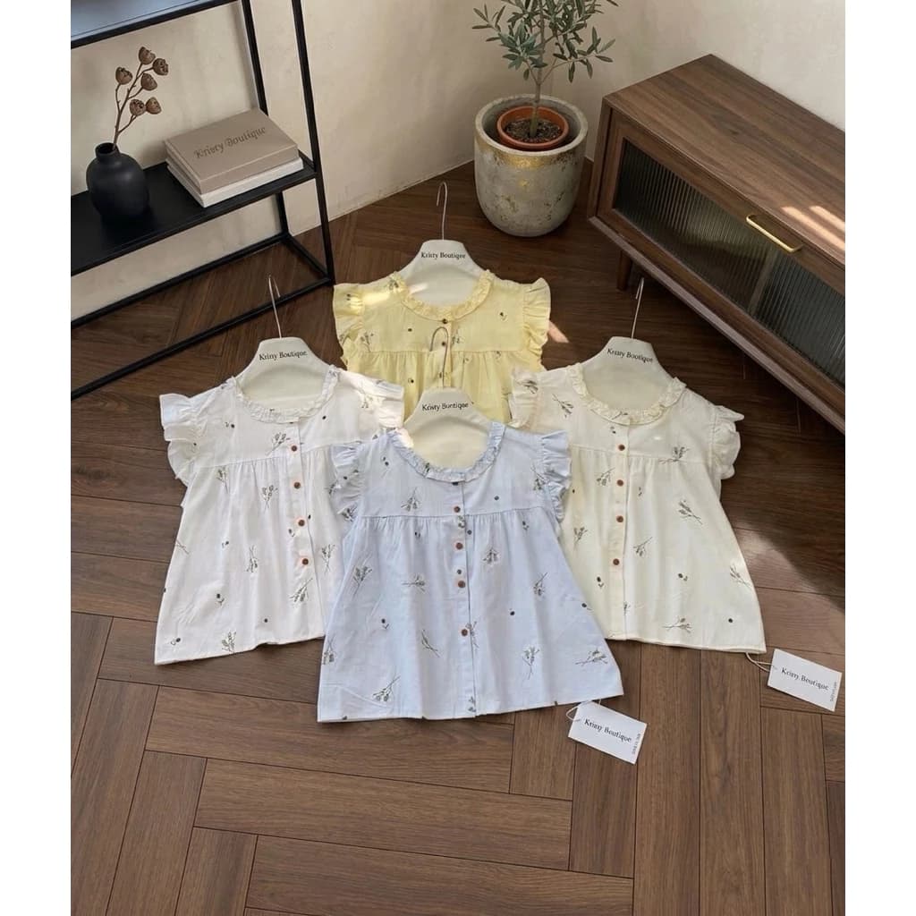 🌿 ÁO BABYDOLL HOA NHÍ CỔ BÈO VINTAGE 🌿