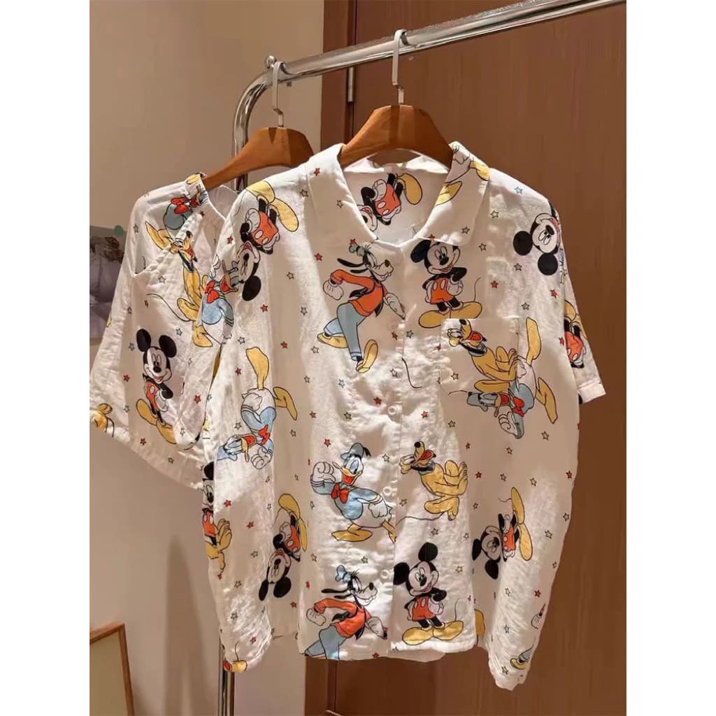 𝑶𝒏𝒊.𝑺𝒉𝒐𝒑_Bộ Pyjama Micky Cổ Bẻ Bộ Cộc Mùa Hè
