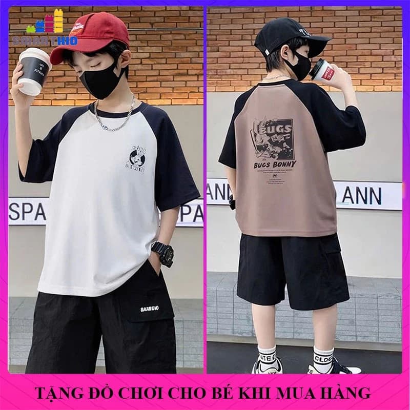(18-50kg)Bộ đồ hè bé trai thun cotton thoáng mát mẫu BUCK, bộ quần áo trẻ em, set đồ cộc bé trai  đồ bộ bé trai