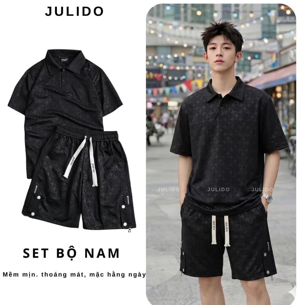 Bộ quần áo nam JULIDO  polo nam nữ có cổ ngắn tay