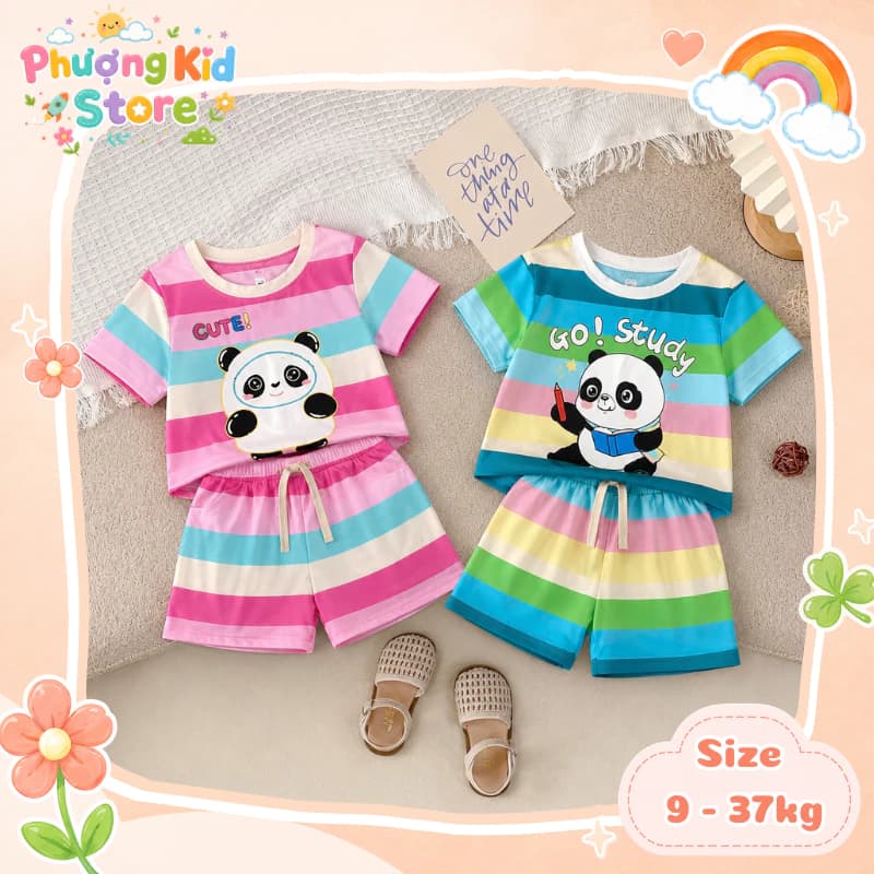 [A06 - XẢ HÀNG] Set Bộ Quần Áo In Hình Gấu Trúc Panda 3D Chất Liệu Mềm Mại Co Giãn Dành Cho Bé Trai Và Bé Gái Sz 9-37KG