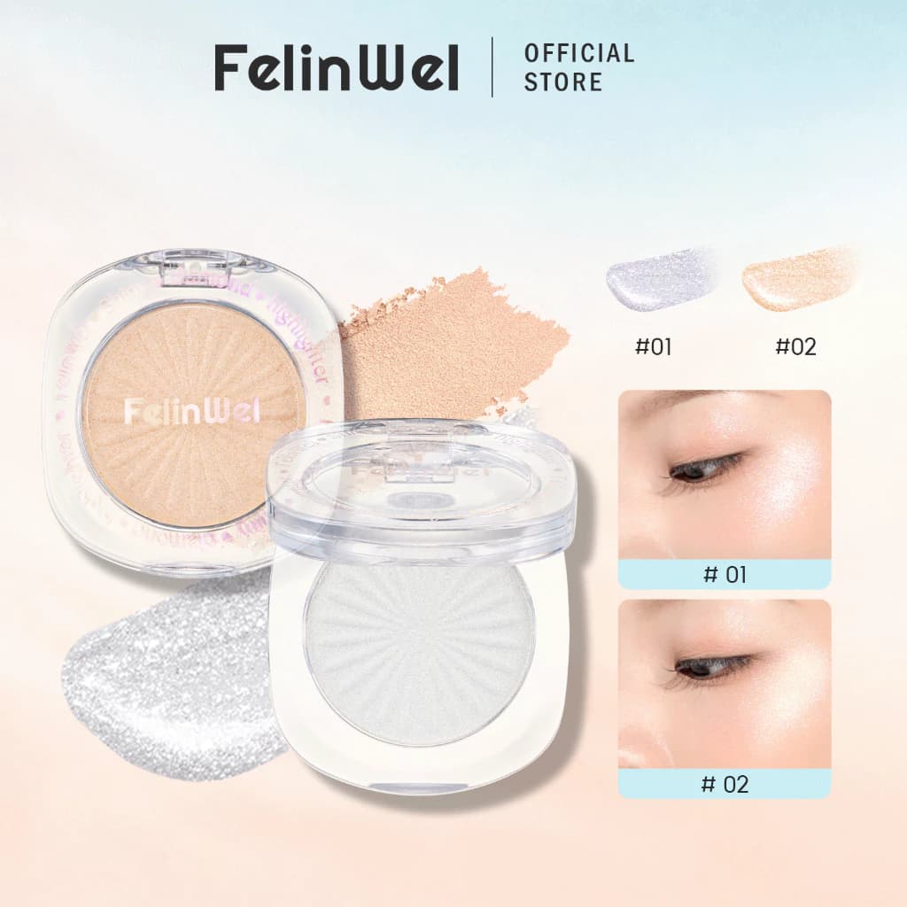 FelinWel - Phấn Bắt Sáng Filter Ánh Lấp Lánh Cường Độ Cao, Kết Cấu Siêu Mịn Lâu Trôi, 2 Màu Tùy Chọn