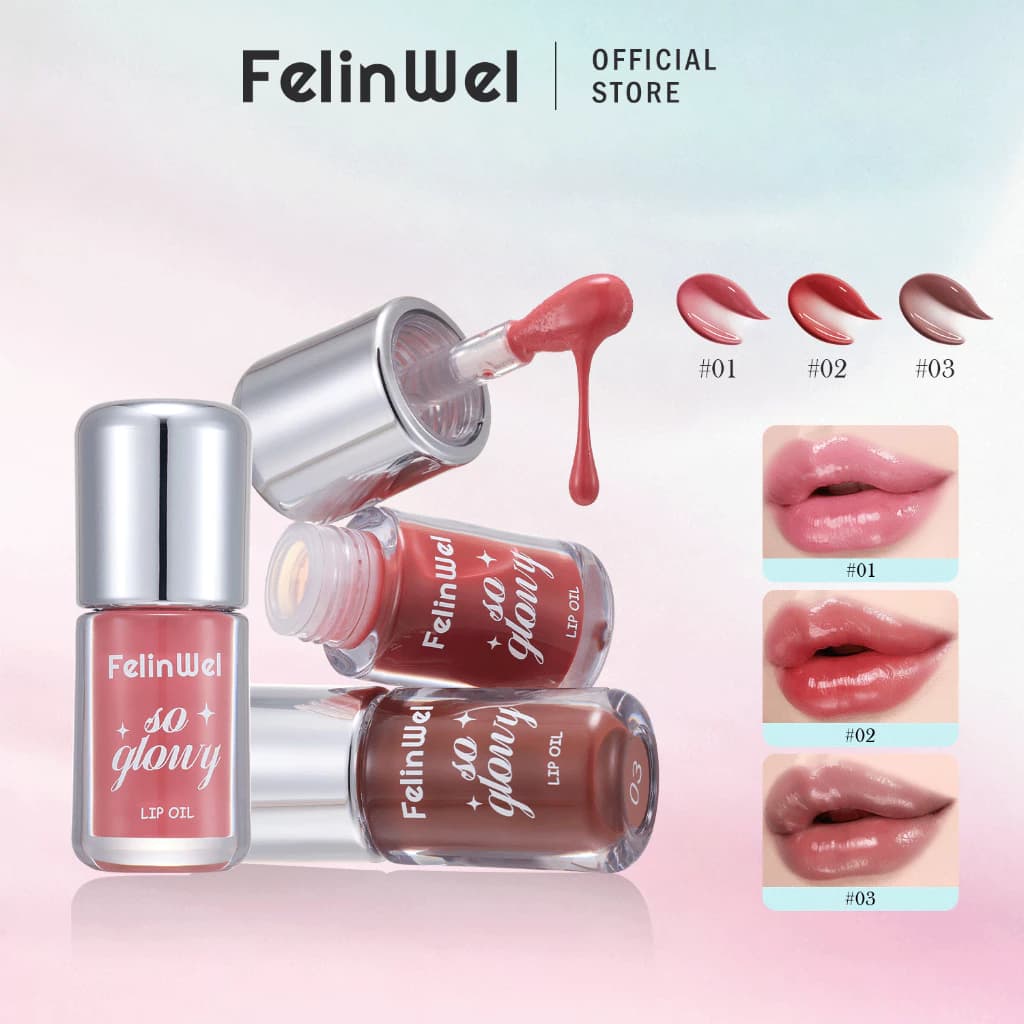 FelinWel - Son Dưỡng Môi Dạng Dầu Bóng Mờ Dưỡng Ẩm Sâu, Mềm Môi Tức Thì, Nhẹ Không Dính Suốt Ngày, 3 Sắc Thái