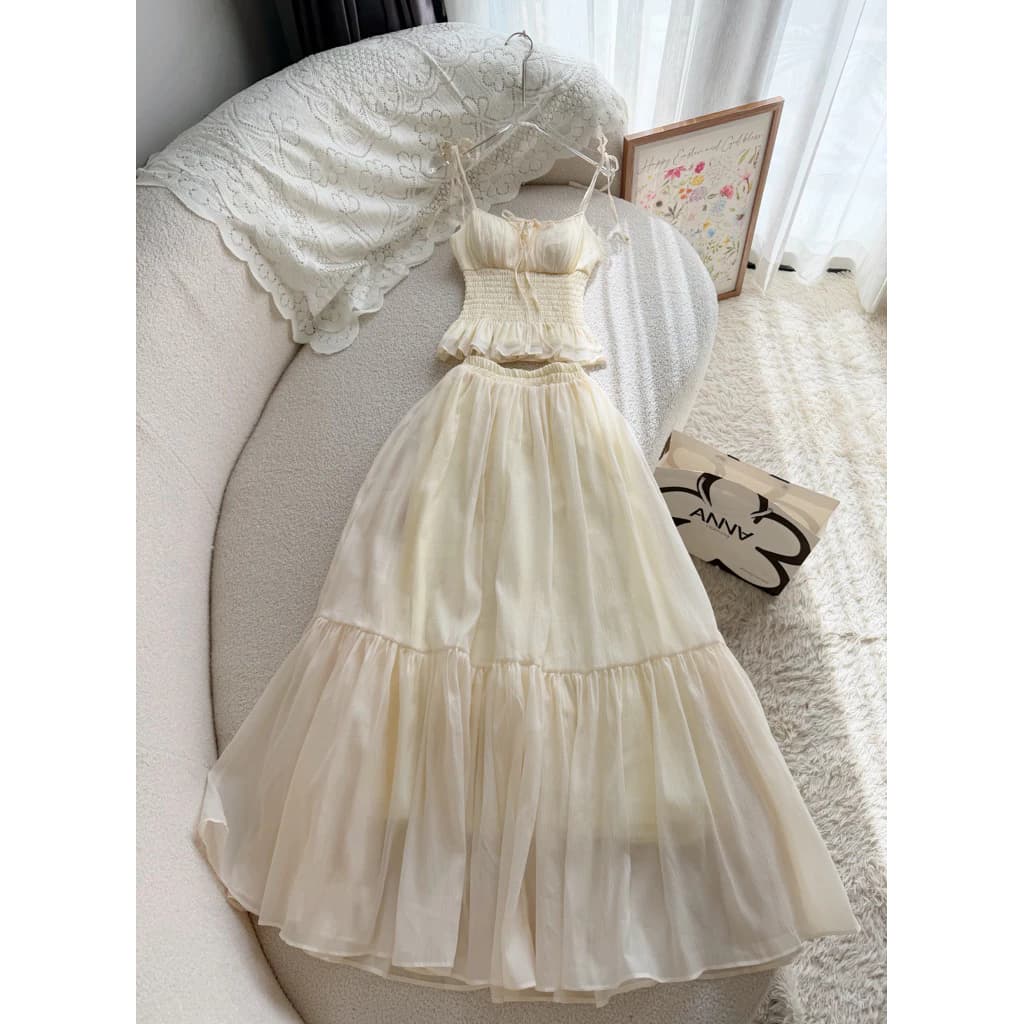 Set Bộ Nữ Hai Món Voan Kem ANNA - Set Maygi