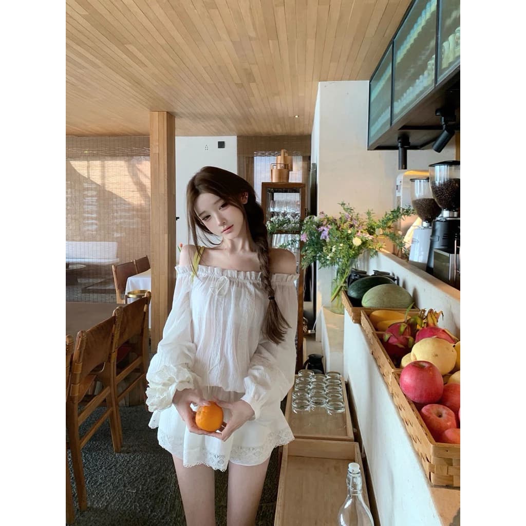 🌷 SET ÁO TRỄ VAI PHỐI REN + QUẦN SHORT NỮ TÍNH HÀN QUỐC 🌷