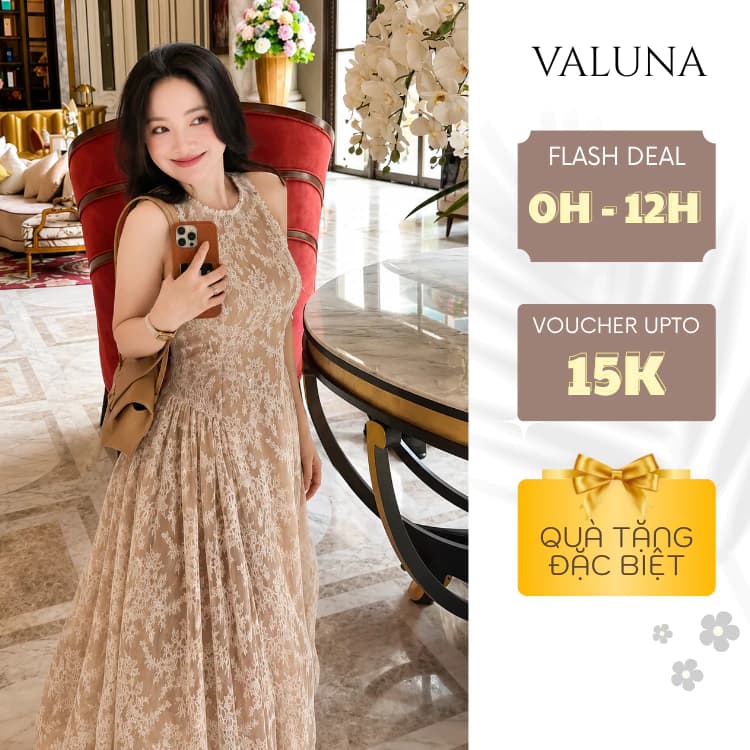 Váy Ren Nữ Dài Maxi Cao Cấp Cổ Tròn Sát Nách Tôn Dáng Thanh Lịch Dự Tiệc VALUNA STORE 2676