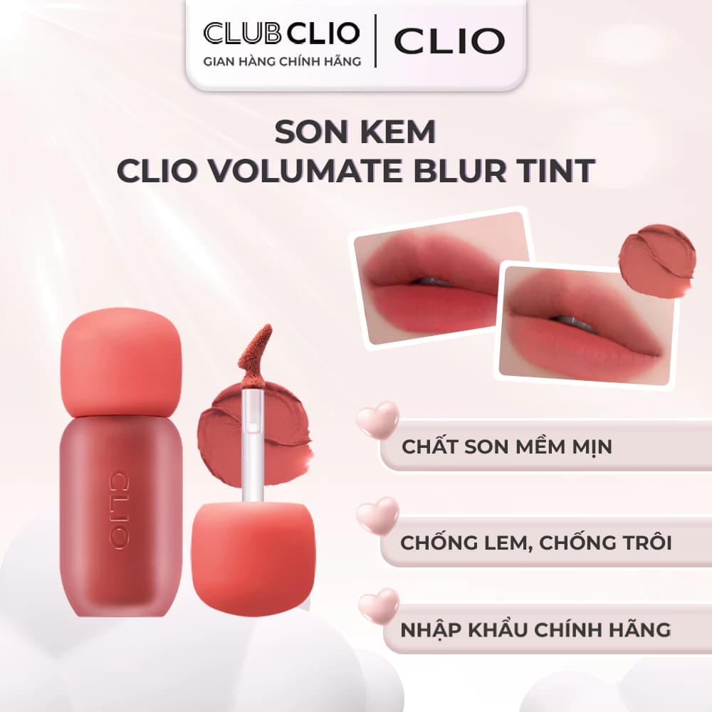 Son Kem Clio Volumate Blur Tint Bền Màu Lâu Trôi, Che Phủ Tốt Son Hàn Quốc Chính Hãng