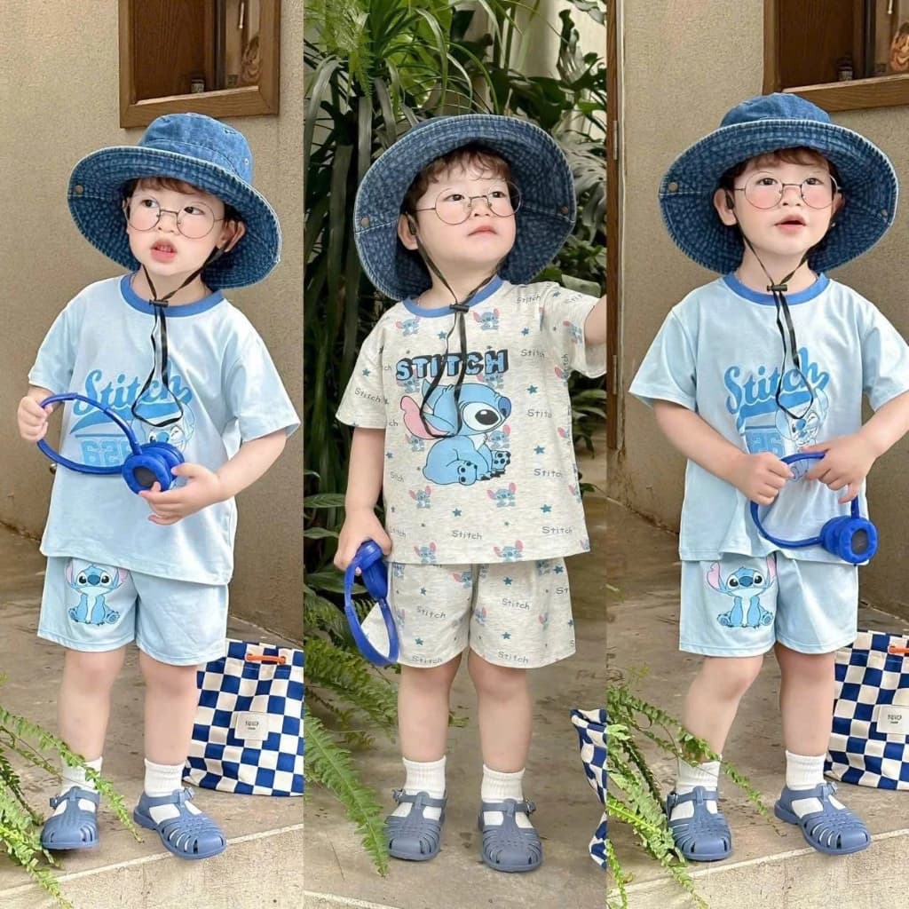 Bộ sét STITCH dễ thương cotton mềm size 8-20kg cho bé trai bé gái sz 8-20kg QC 4