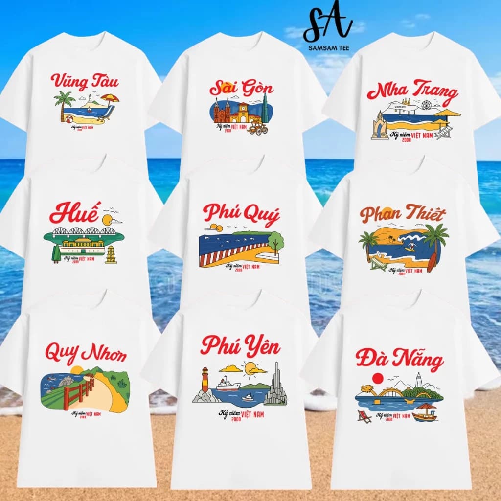 [ HOẢ TỐC ] Áo thun biển, du lịch địa danh unisex nam nữ áo thun cotton form OVERSIZE vải mỏng, mát