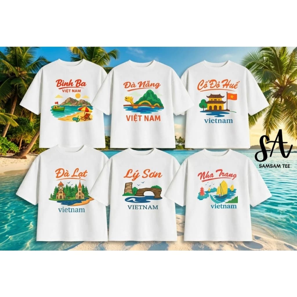 [HOẢ TỐC] Áo Thun Nam Nữ BOXY Summer " Địa danh Việt Nam mẫu 2" Du Lịch, Đi Biển cotton 4 chiều 250gsm
