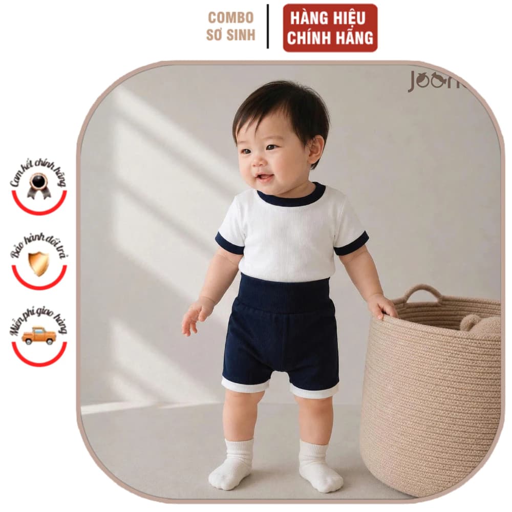 Bộ Thun Gân Phối Viền Joonee Bé Trai Bé Gái | Set Áo Quần Mùa Hè Thoáng Mát 9-24 Tháng Và Từ 8-13kg.
