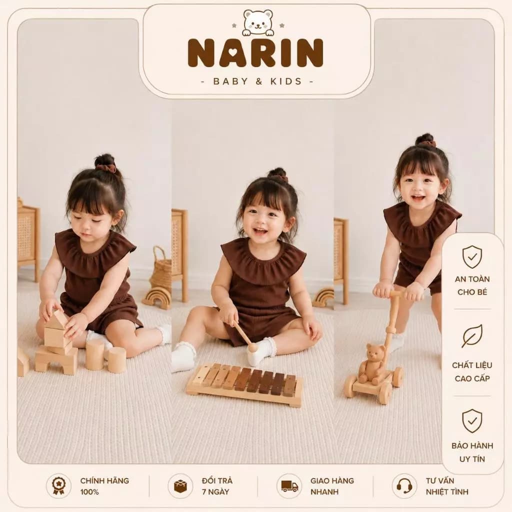 Bộ Đồ Mùa Hè Romper Joonee Cho Bé Gái | Romper Cổ Bèo Mềm Mại Thoáng Mát Size 9M - 4Y Và 8-17Kg