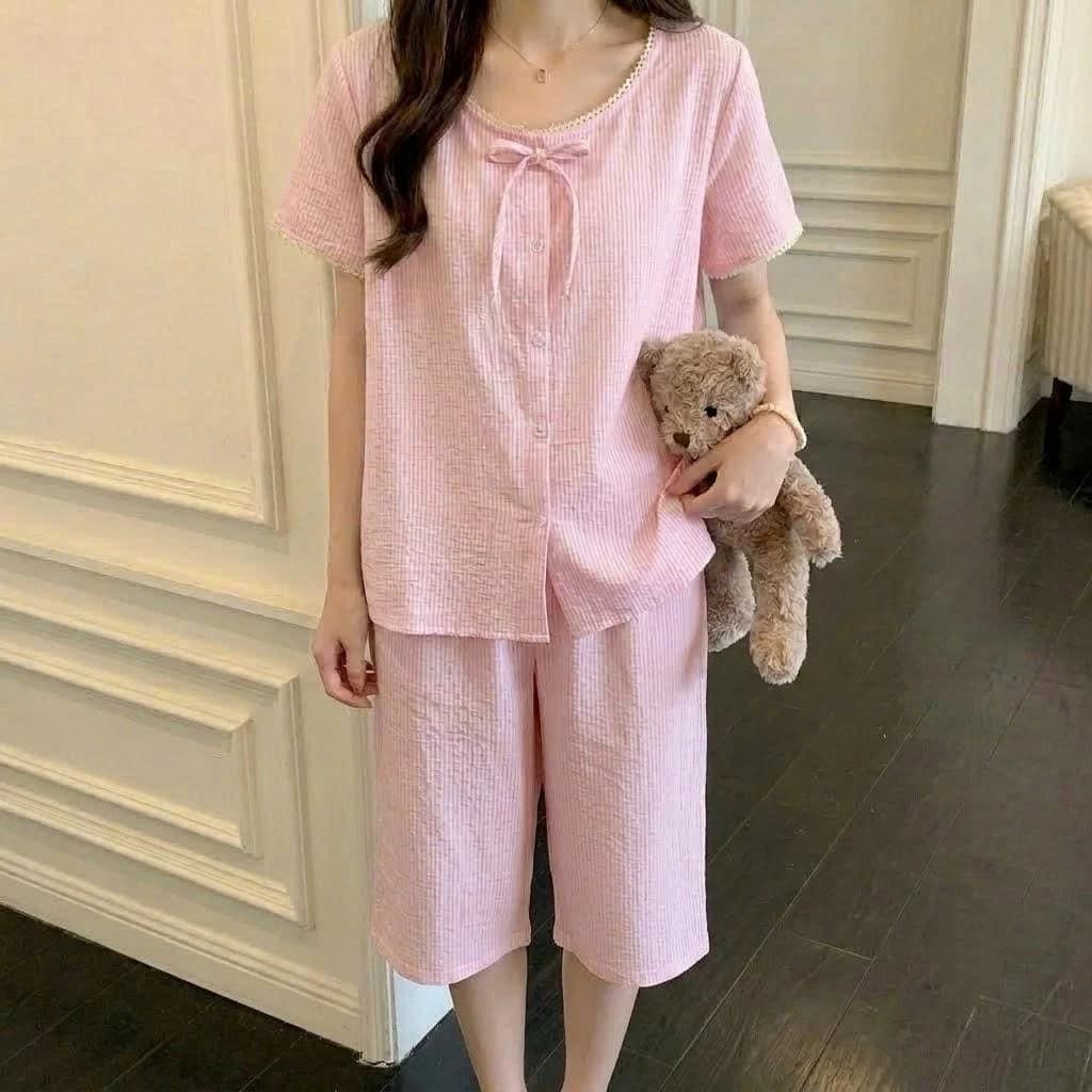 Đồ bộ lửng cánh tiên dễ thương vải Tôn, Lanh  mềm mát và thấm hút mồ hôi tốt
