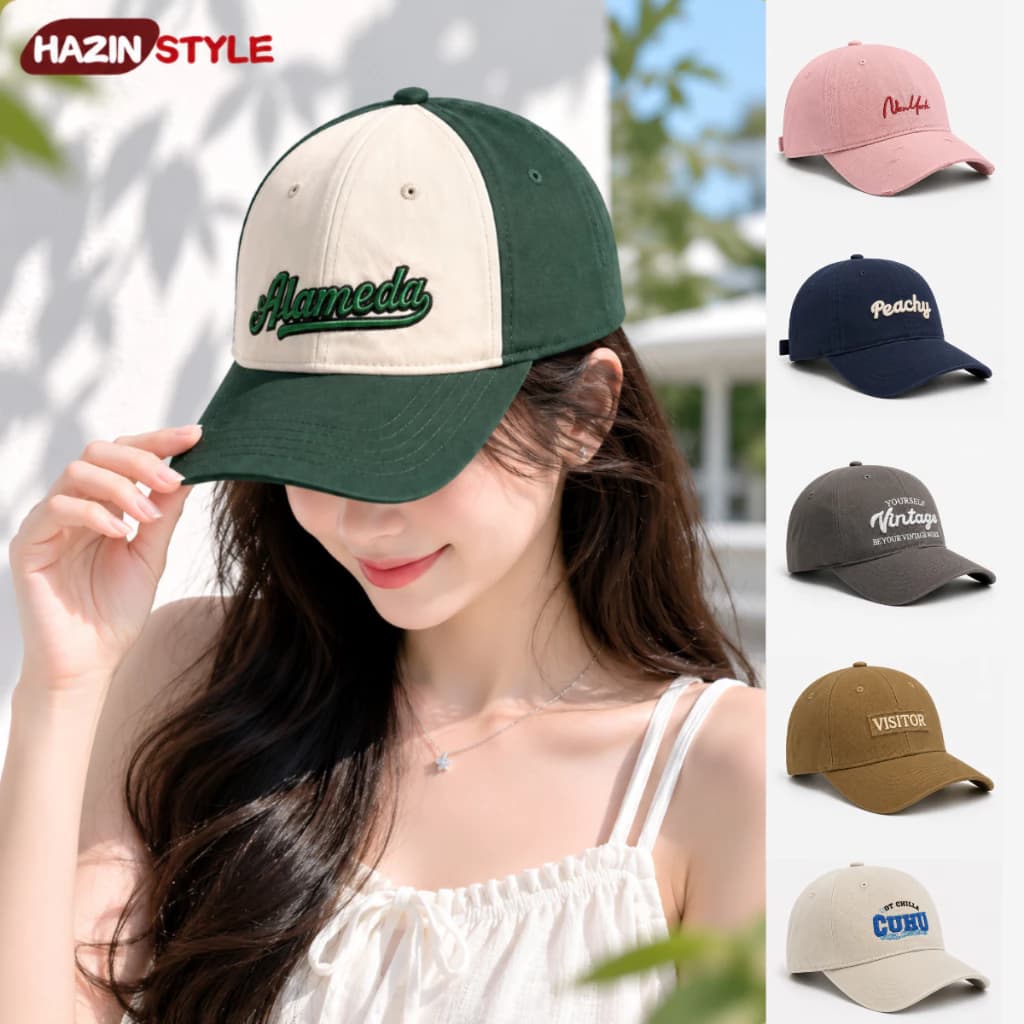 Mũ Lưỡi Trai Nam Nữ Phối Màu Hàn Quốc Hazin Thêu Chữ Cao Cấp Form Đẹp Unisex