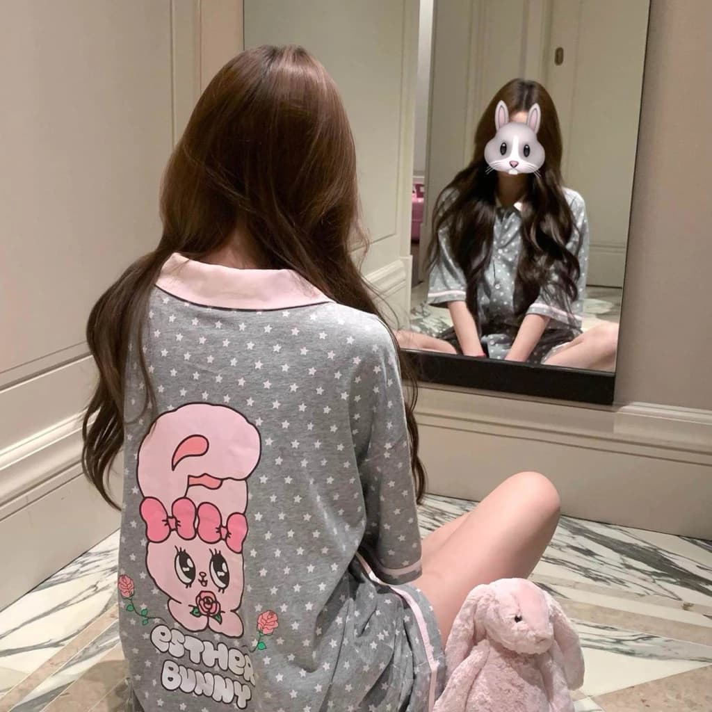 [ 𝓣𝓱𝓮𝓫𝓮𝓮𝓷_𝓼𝓽𝓸𝓻𝓮] Set Ngủ Xinh chấm bi thỏ cho cô nàng đáng yêu qccc
