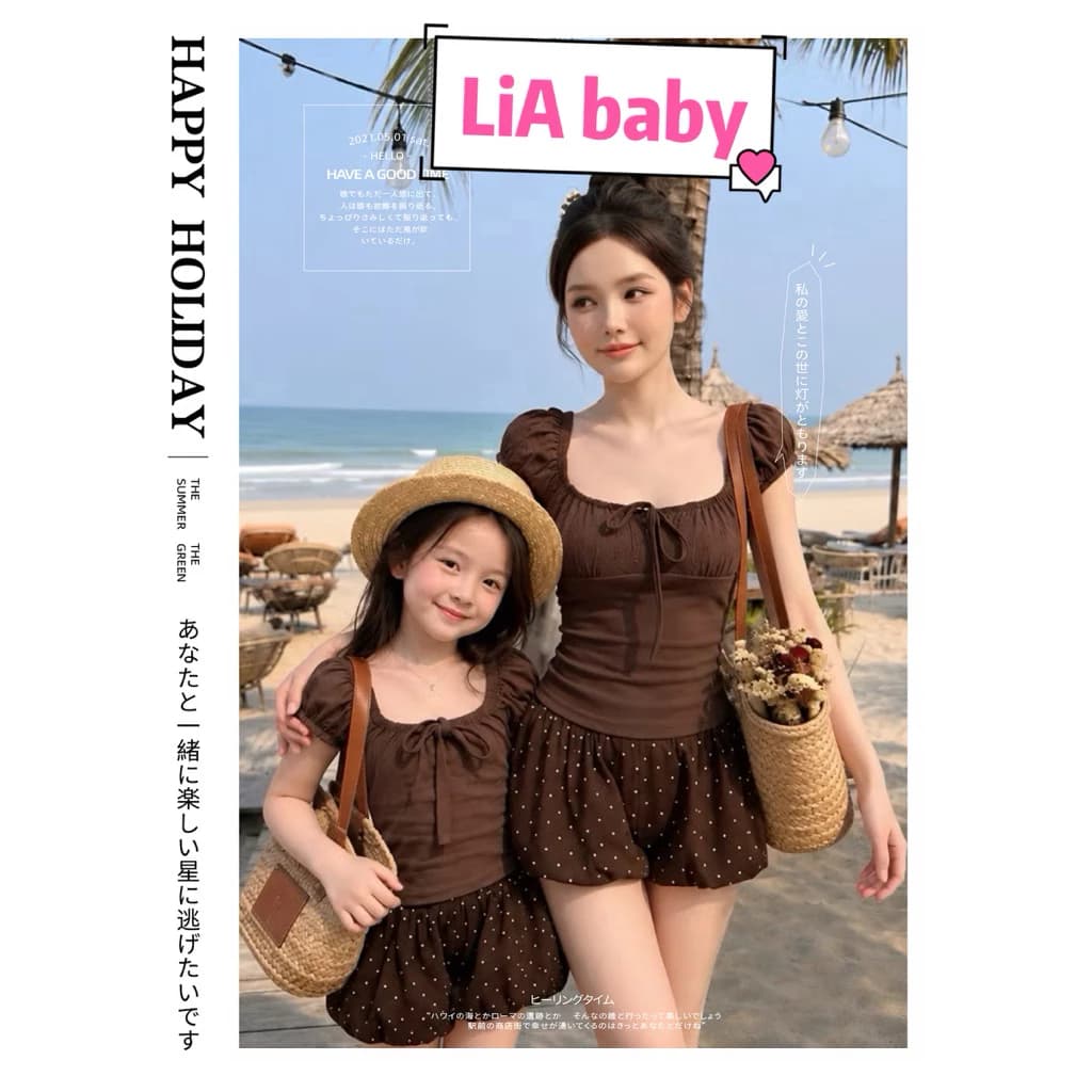 [Siêu hot] Set Mẹ và bé gái áo kèm quần bí chấm bi siêu xinh cho bé gái diện đi chơi ,đi biển (9-35kg) [Q6]