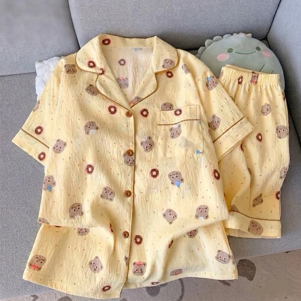 [Sẵn] Bộ ngủ pyjama nữ áo cộc quần cộc nhiều hoạ tiết xinh xắn mặc nhà mềm mát 578