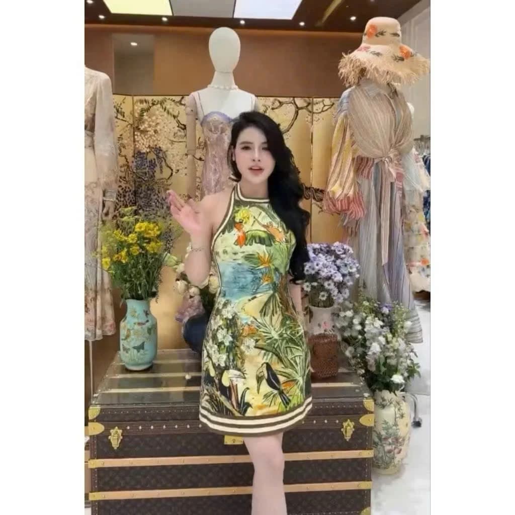 lyn- ĐẦM VÁY NỮ SÁT NÁCH DÁNG NGẮN NỮ HỌA TIẾT CẢNH CAO CẤP NỮ LK1