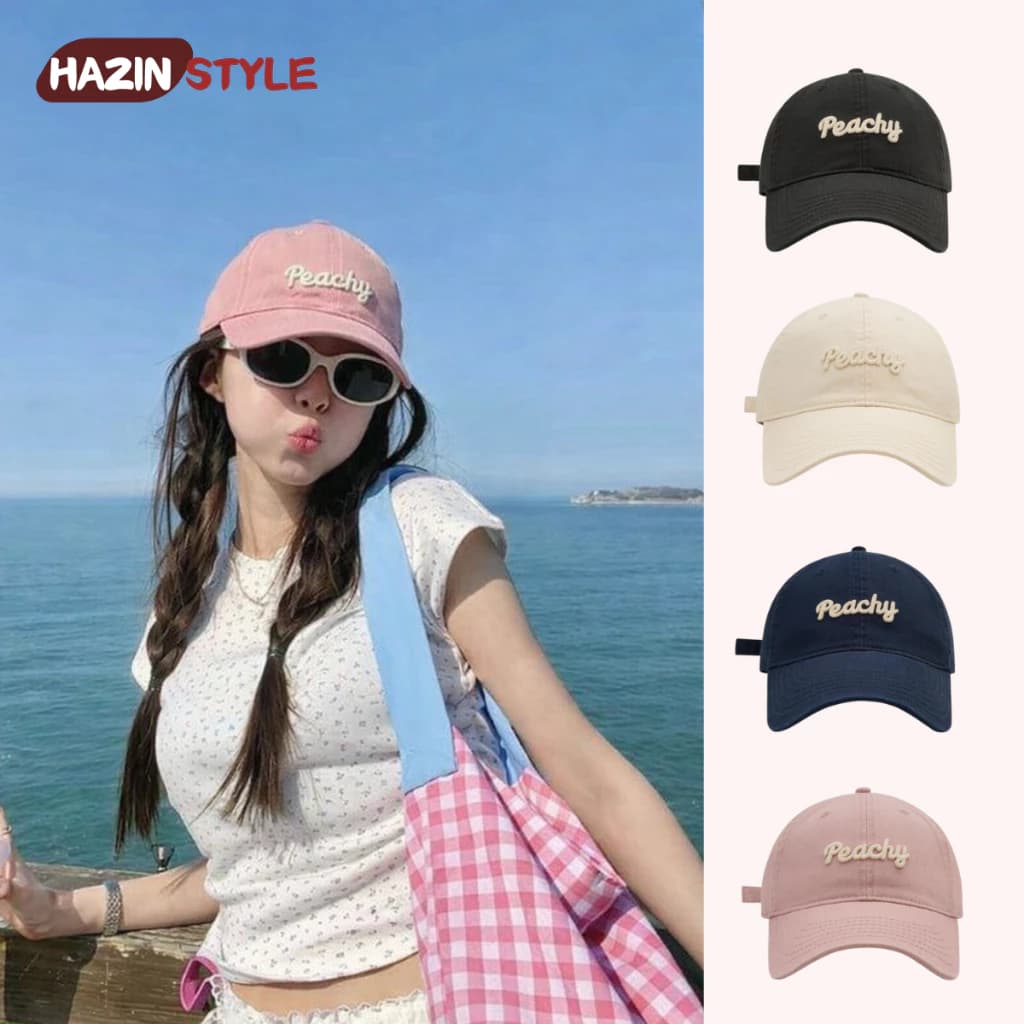 Mũ Lưỡi Trai Nam Nữ Thêu Chữ PEACHY, Nón Kết Form Cứng Kaki Cao Cấp Unisex Phong Cách Hàn Quốc