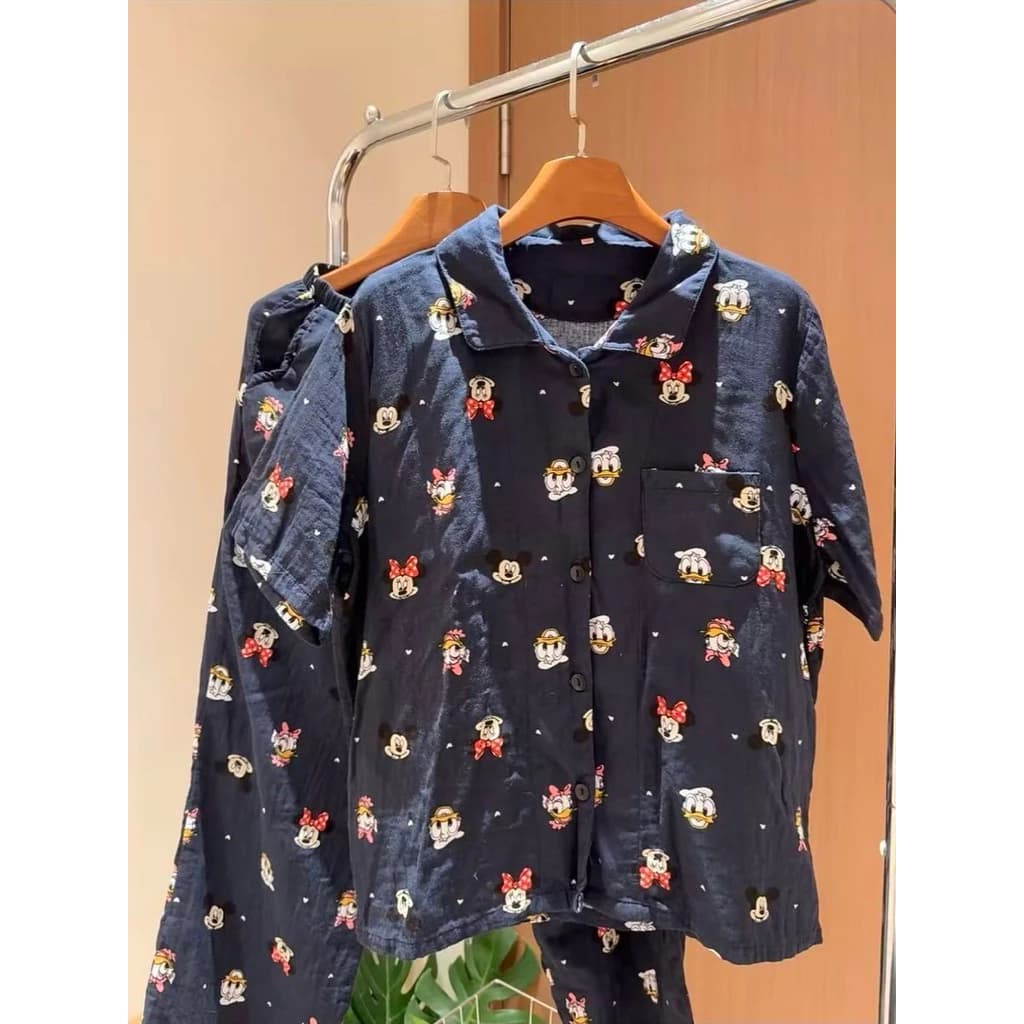 [26275] Set đồ ngủ cộc tay Mic.key Hello Kitty cho nữ chất cotton nhăn mềm mát mang đi ngủ, ở nhà đều thoải mái